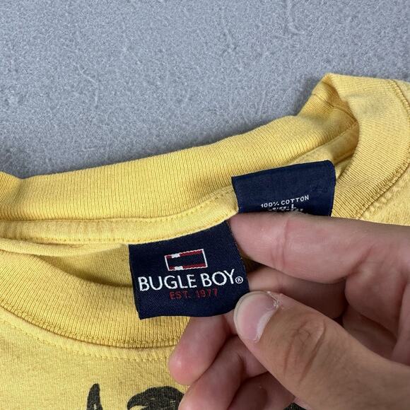 Vtg‎ Y2K Bugle Boy T-Shirt Men’s Large Yellow Skull Gothic Armor Tattoo Print - Picture 6 of 16